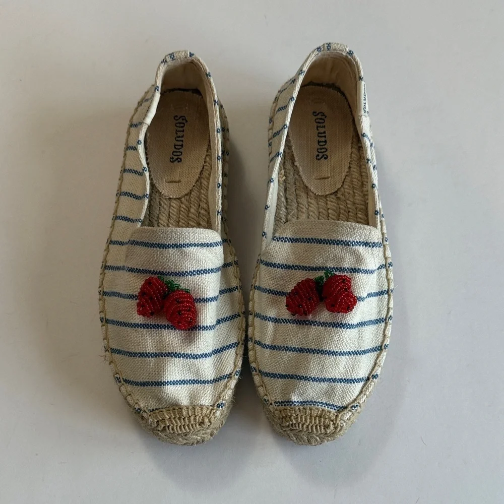 Soludos striped strawberry platform espadrilles women’s 5.5 EUC
